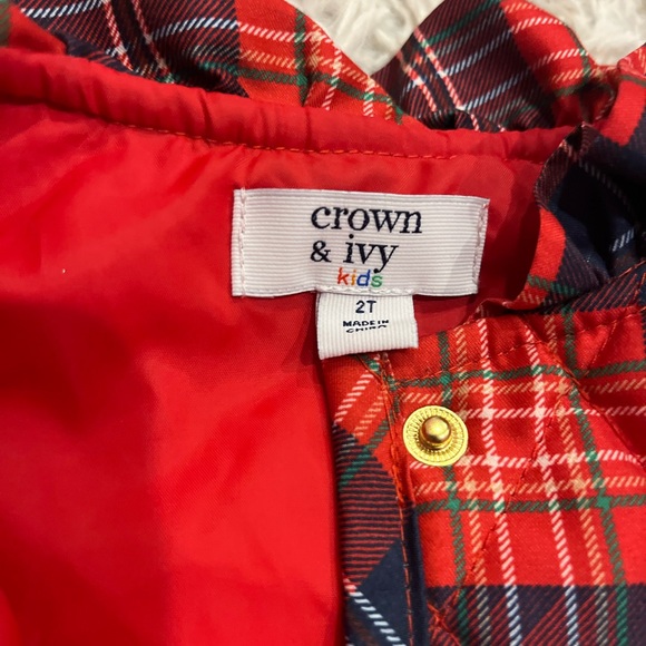 Crown & Ivy Girls Tartan Plaid Quilted Vest girls Size 2T - Picture 3 of 4